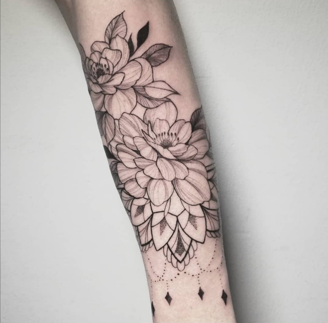 peonie mandala tattoo