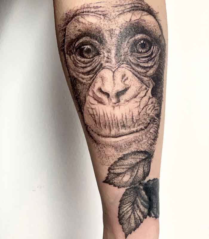scimmia tattoo realistico